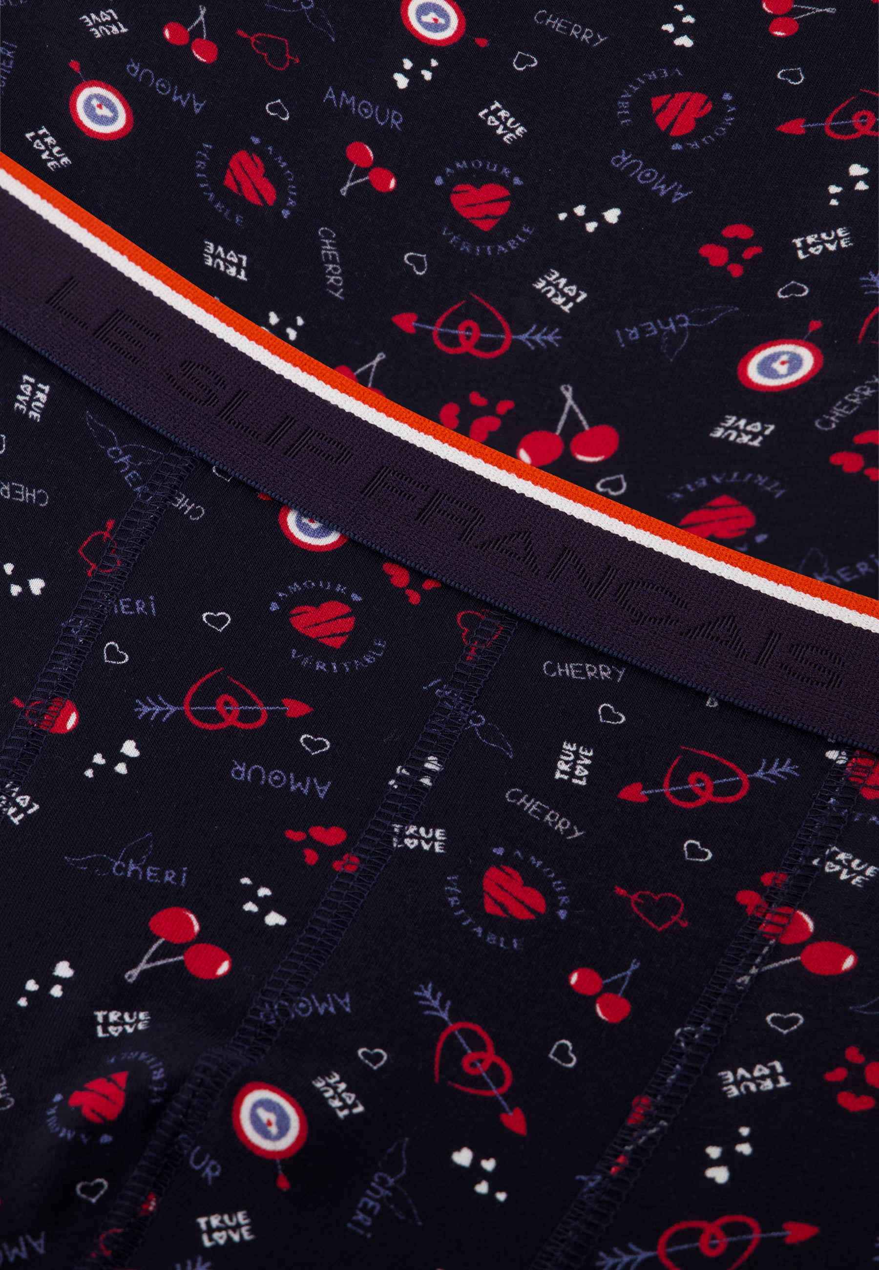 Boxer bleu marine à motif cerises en coton - Marius Cherry Marine