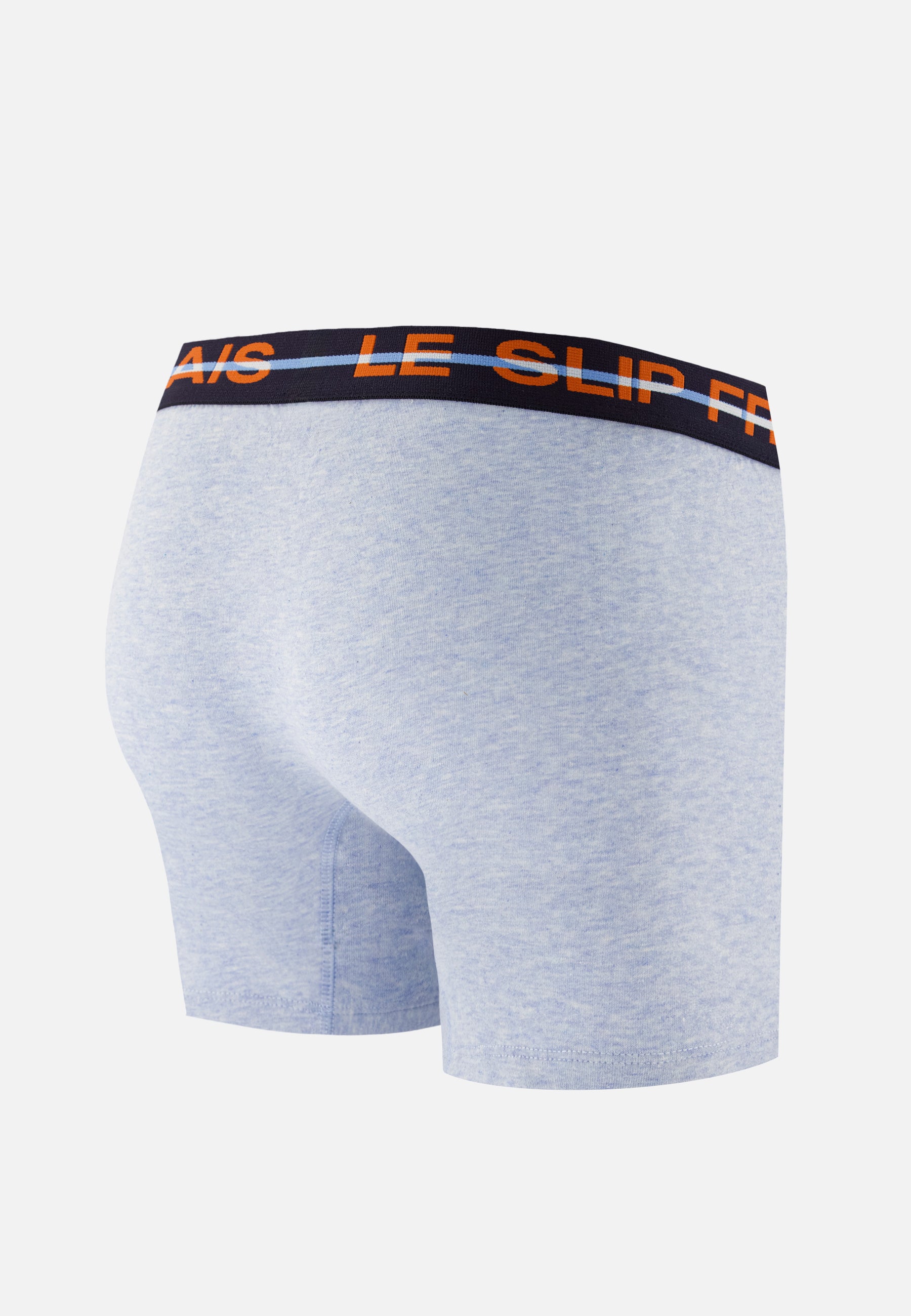 Boxer long bleu en coton - Redoutable Long Bleu Ciel Chiné