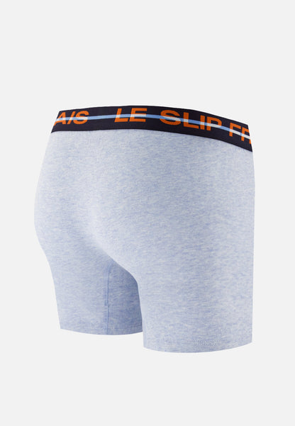 Boxer long bleu en coton - Redoutable Long Bleu Ciel Chiné