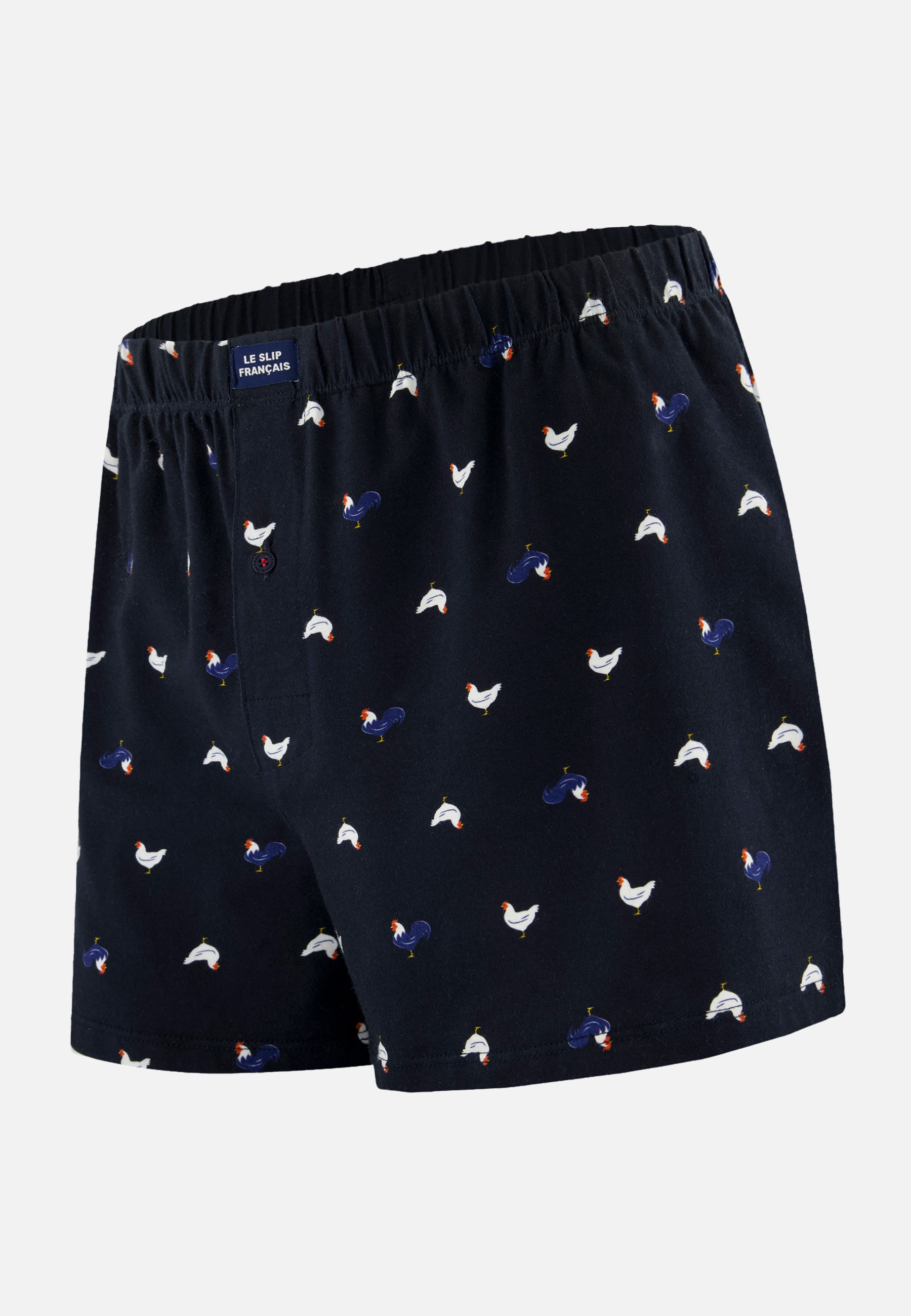 Caleçon à motif coq marine en jersey de coton - Fredo Coq Marine