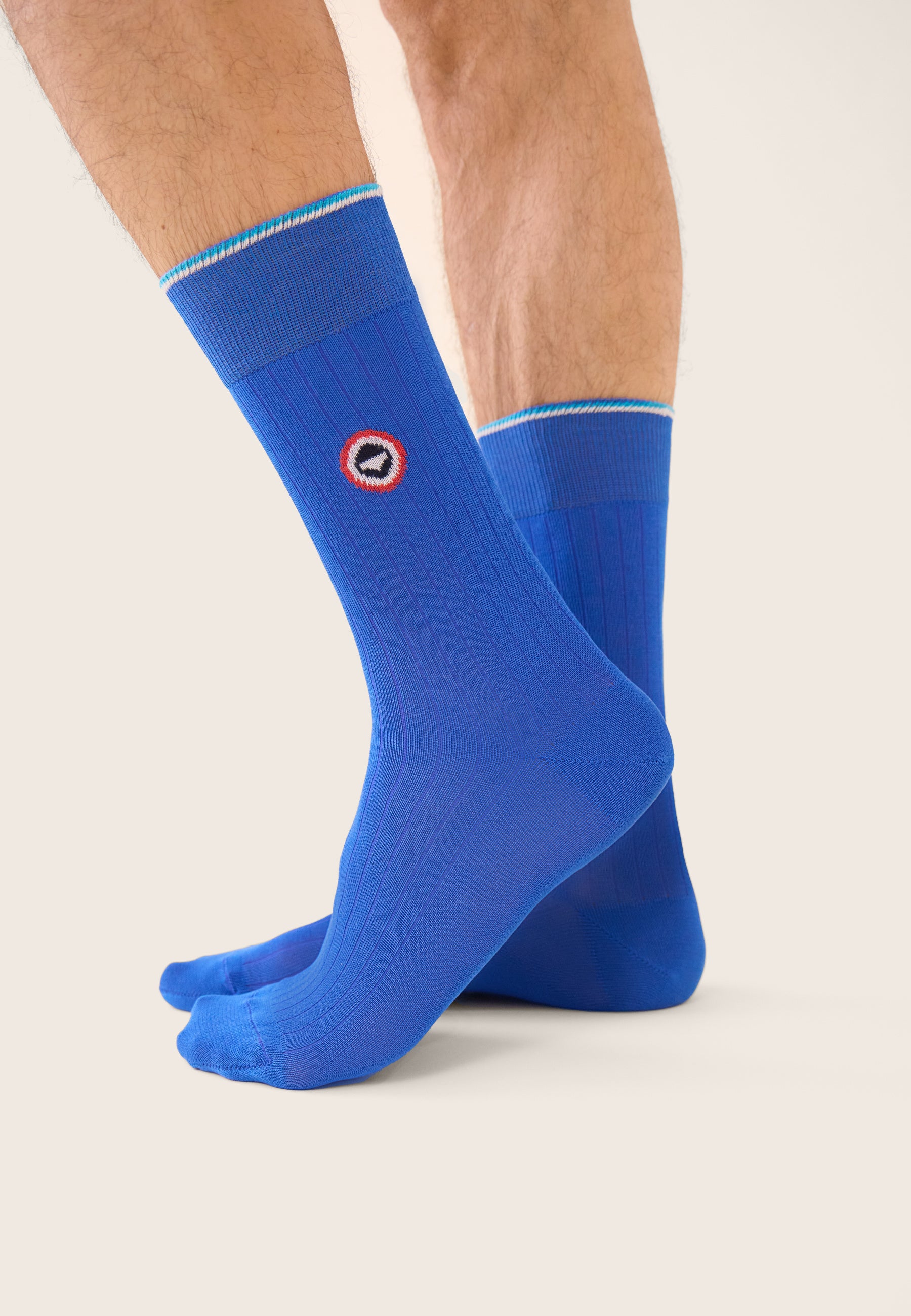 Set of 2 mid-calf socks in Scottish yarn - Navy Blue Nautical Socks