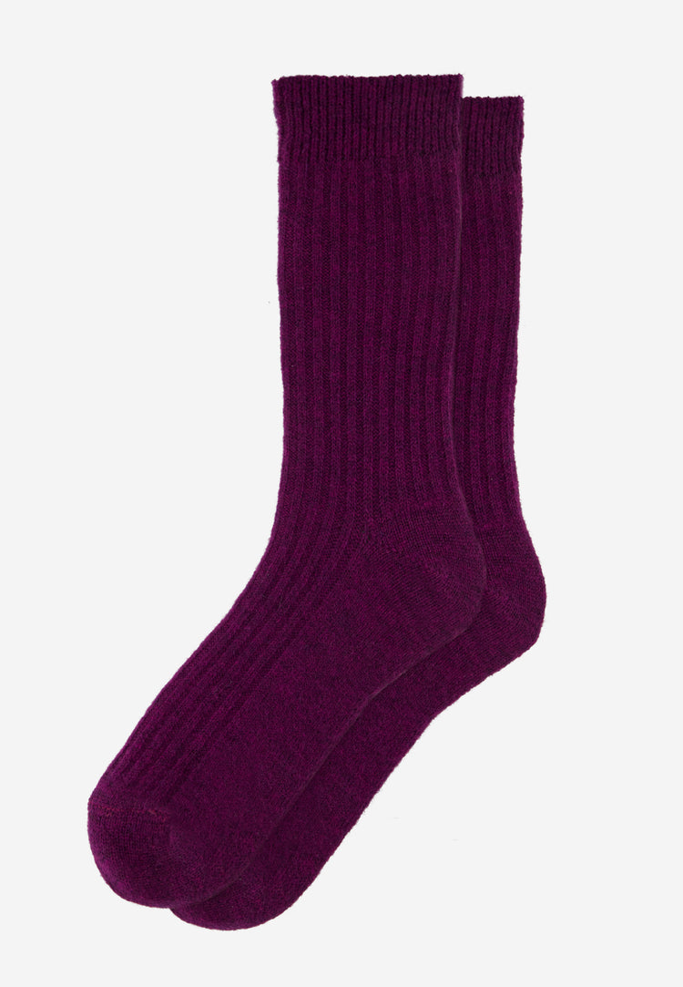 Plum mid-calf socks with mohair - Andy Prune - Le Slip Français - 1
