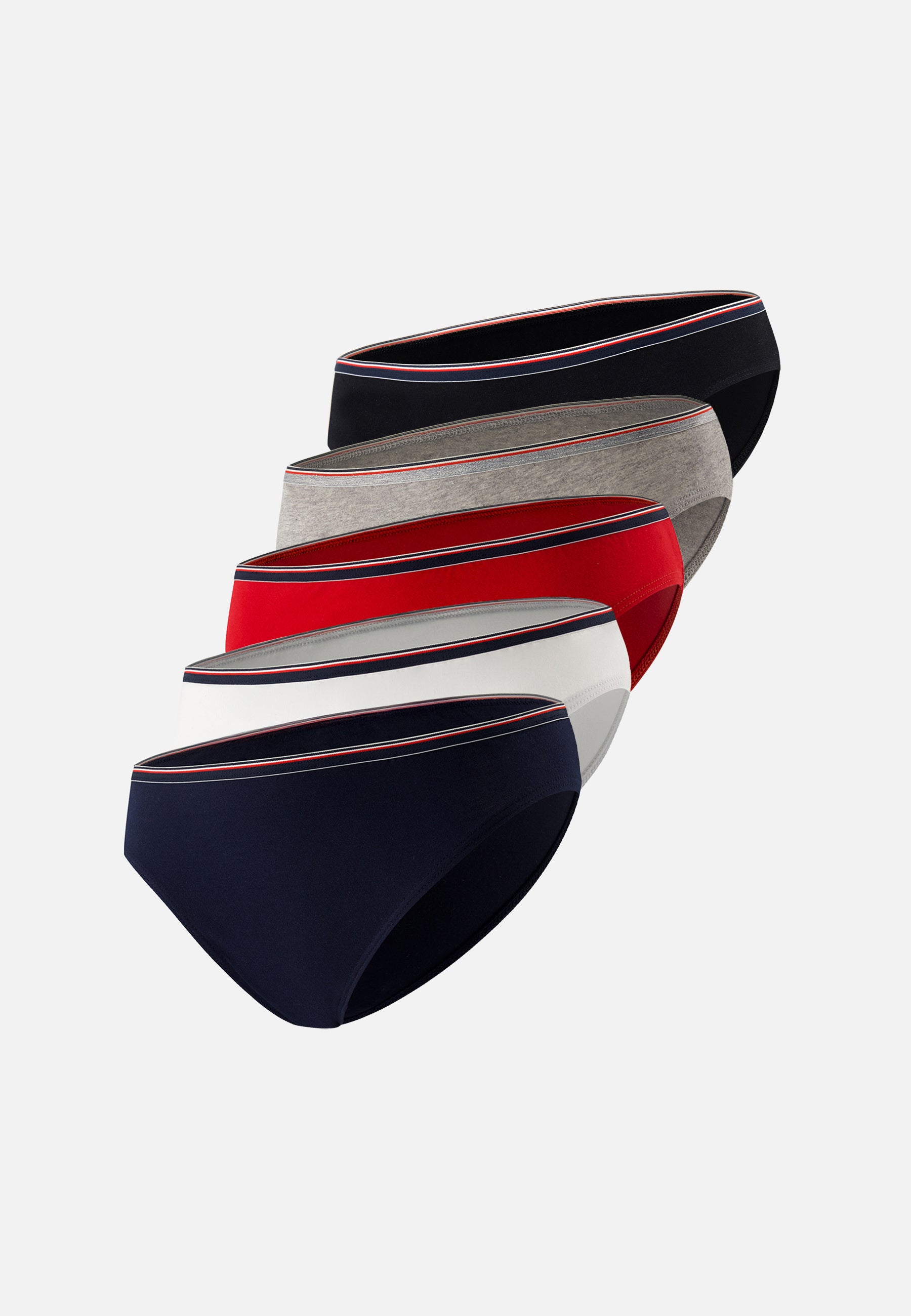 Lot de 5 culottes en coton - Lucette Blanc Marine Noir Gris Rouge