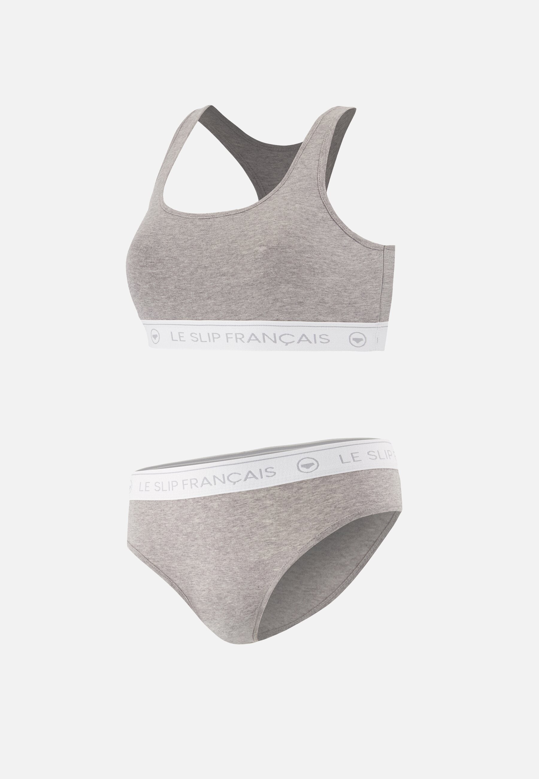 Ensemble culotte brassière en coton - Tapageuse Rieuse Gris Chiné