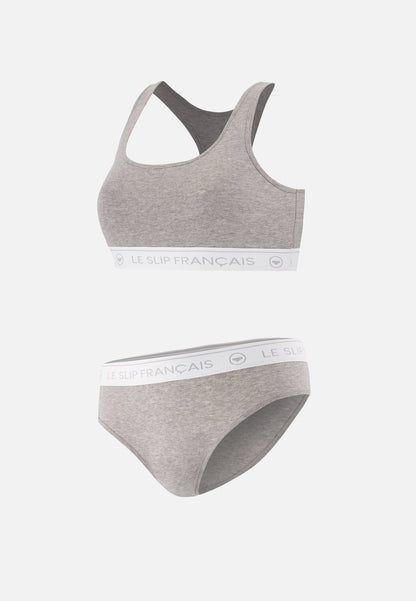 Ensemble culotte brassière en coton - Tapageuse Rieuse Gris Chiné