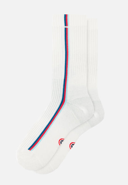 Chaussettes de sport mi-hautes rayées bleu, rose et vert - Wilfried Lignes Bleu Canard Rose Cerise Vert D'Eau