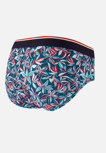 Blue cotton briefs with jasmine pattern - Terrible Jasmine Duck Blue