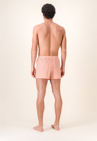 Orange striped cotton boxer shorts - Jacques Sens Pure Orange