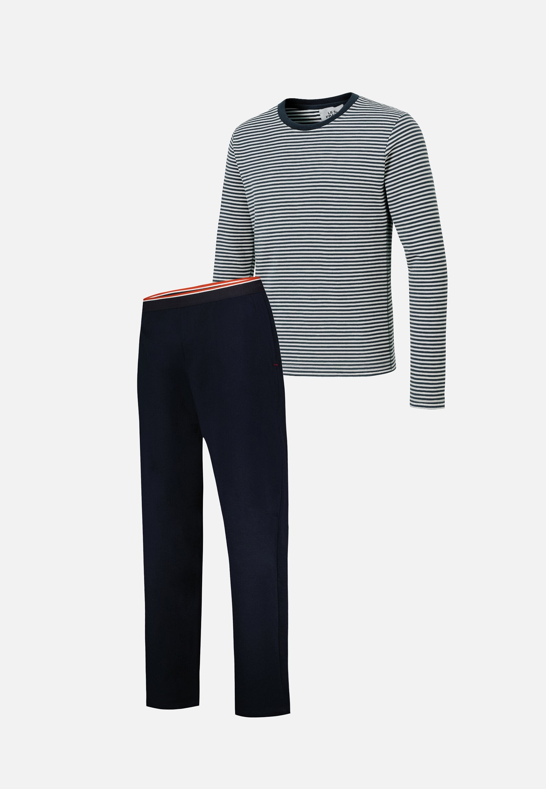 Ensemble pyjama haut marinière et pantalon bleu marine en coton - Pyjama Haut Manches Longues Et Bas De Pyjama Long Jeason Marine Marinière