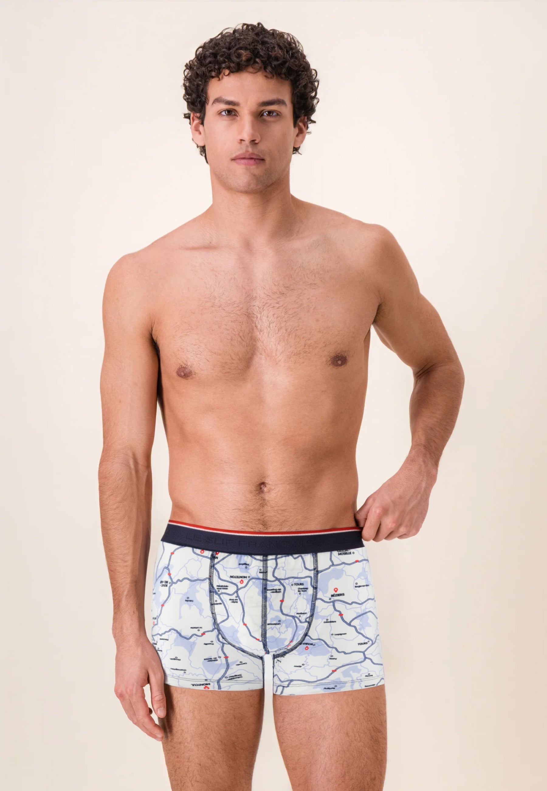 Lot de 3 boxers en coton - Boxers France En Slip Bleu Jean Marine