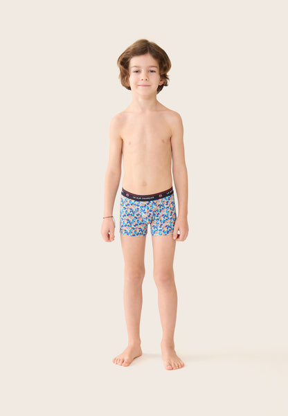 Boxer enfant bleu à motif confetti en coton - Petit Joseph Confetti Bleu Nautique