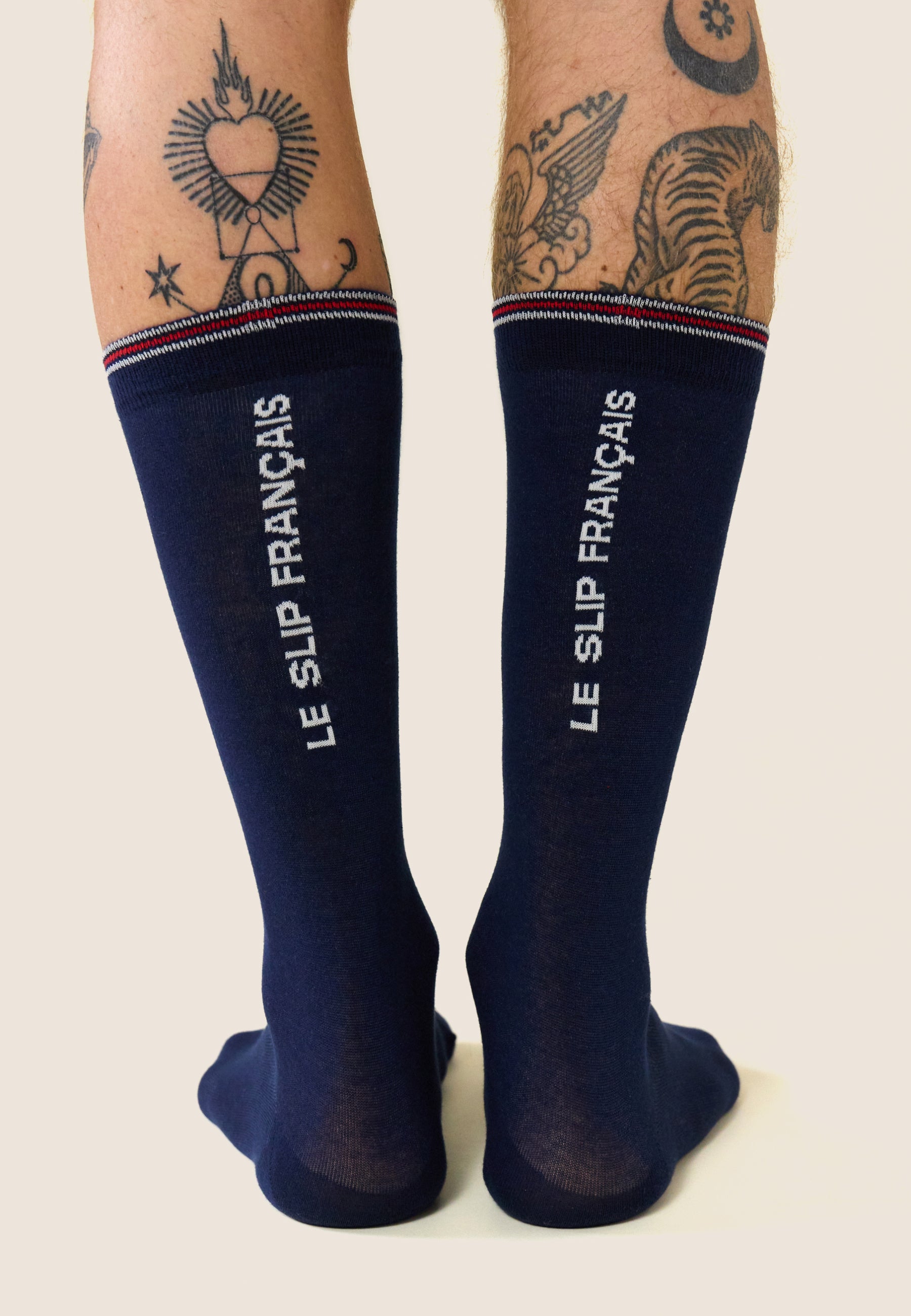 Chaussettes mi-hautes en coton - Cliff Marine