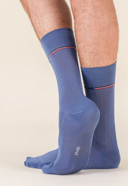 Lot de 2 chaussettes mi-hautes en fil d'Écosse - Chaussettes Marine Bleu Acier