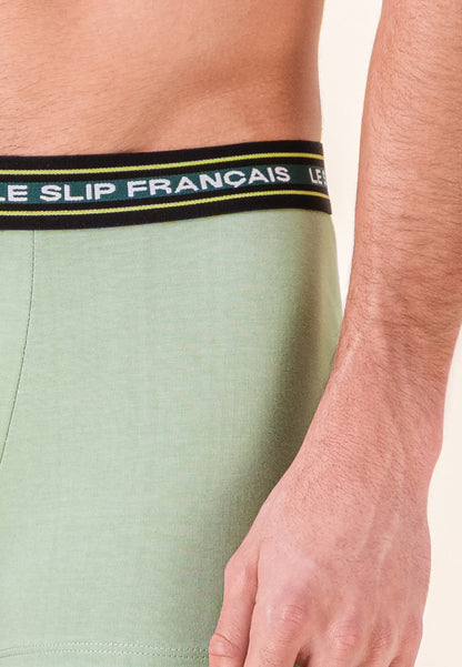 Lot de 3 boxers en coton - Boxers Vert Forêt Jaune Anis Vert Sauge