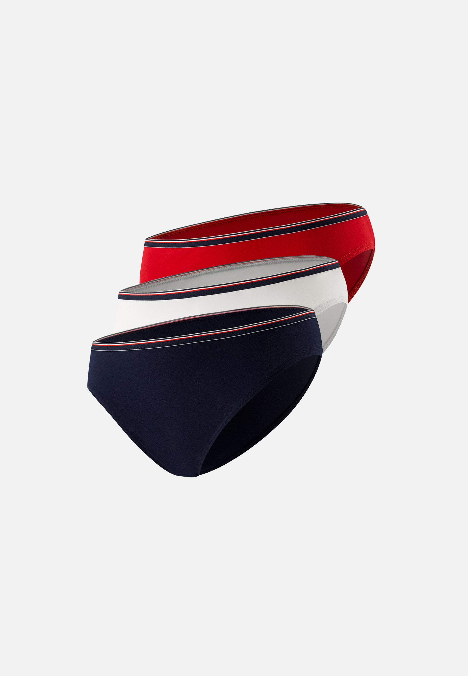 Lot de 3 culottes en coton - Lucette Marine Blanc Rouge Cerise