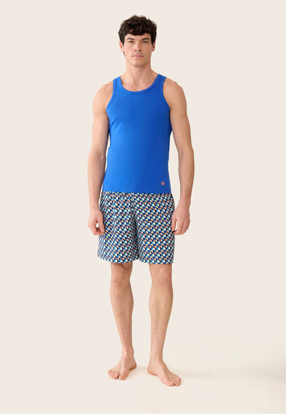 Ensemble pyjama débardeur et short en coton - Pyjama haut sans manches Fulminant bleu et bas de pyjama court Fredy corbusier
