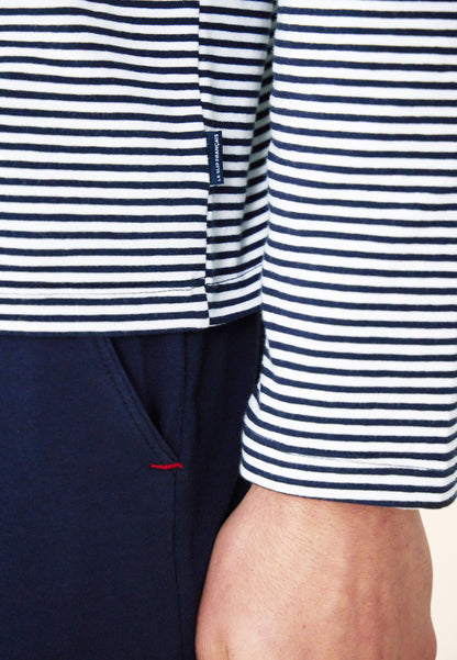 Ensemble pyjama haut marinière et pantalon bleu marine en coton - Pyjama Haut Manches Longues Et Bas De Pyjama Long Jeason Marine Marinière