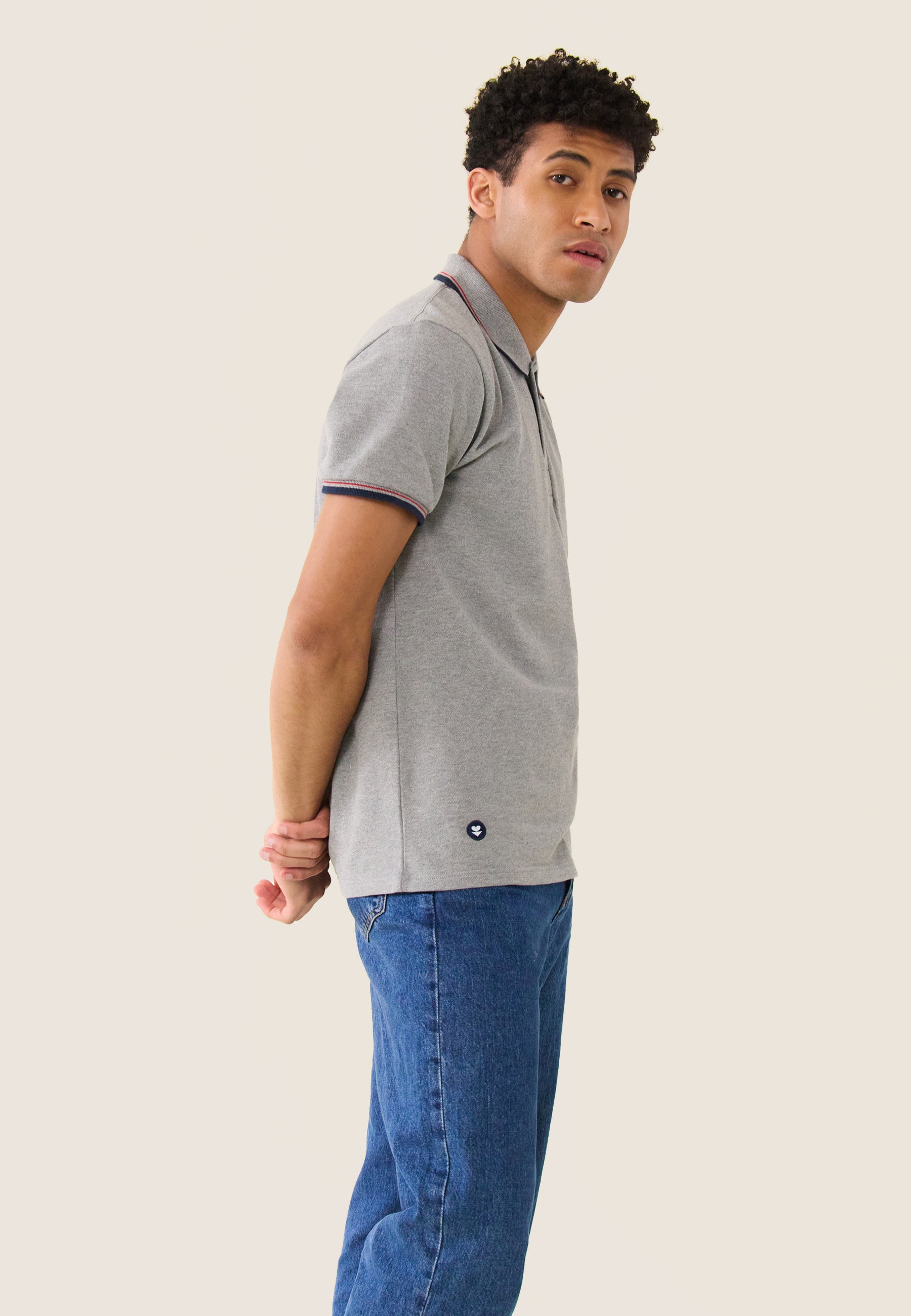 Polo en piqué de coton - Polo Gris Chiné