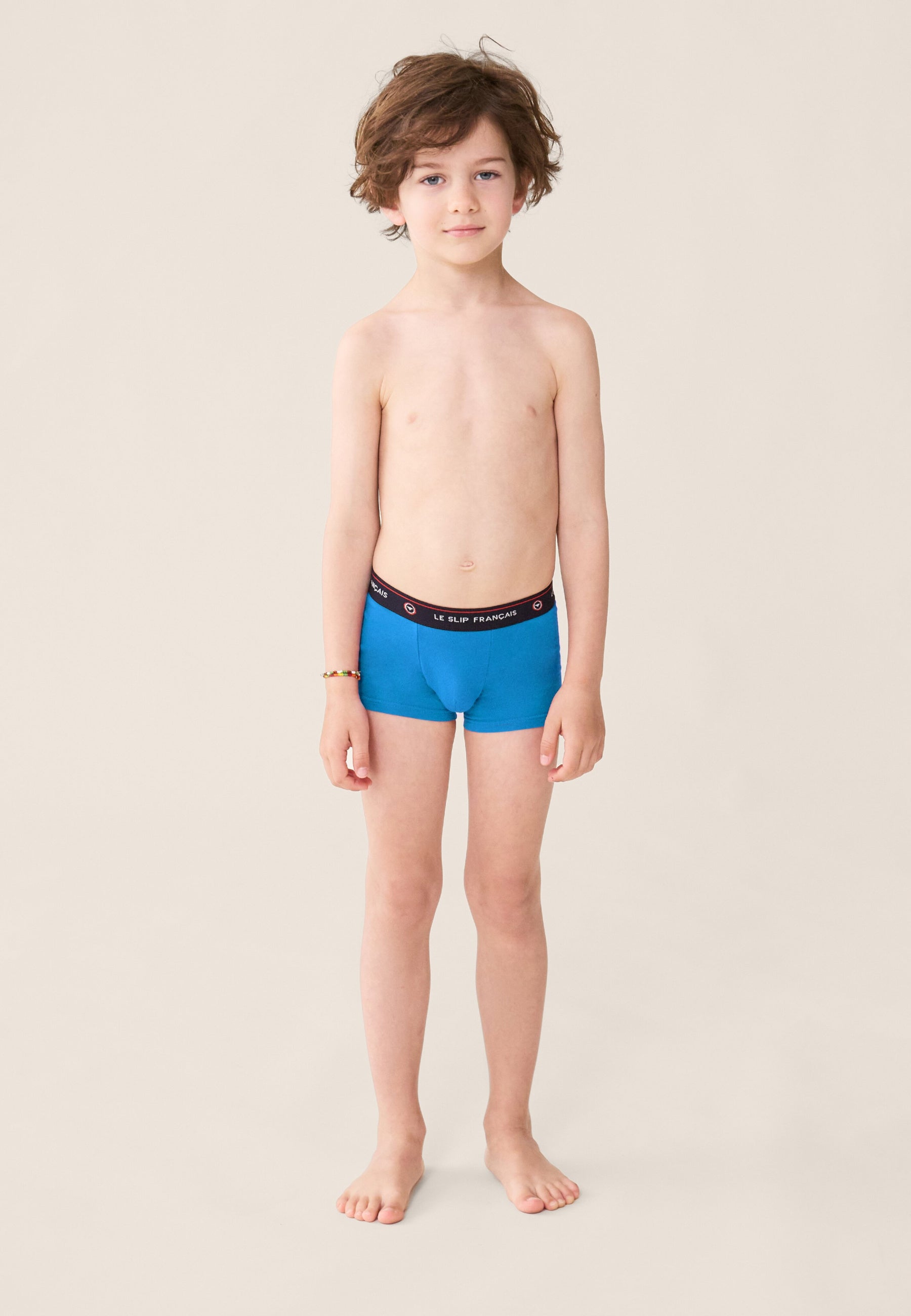 Boxer enfant bleu en coton - Petit Joseph Bleu Fluo