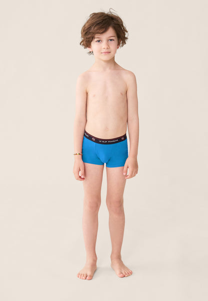 Boxer enfant bleu en coton - Petit Joseph Bleu Fluo