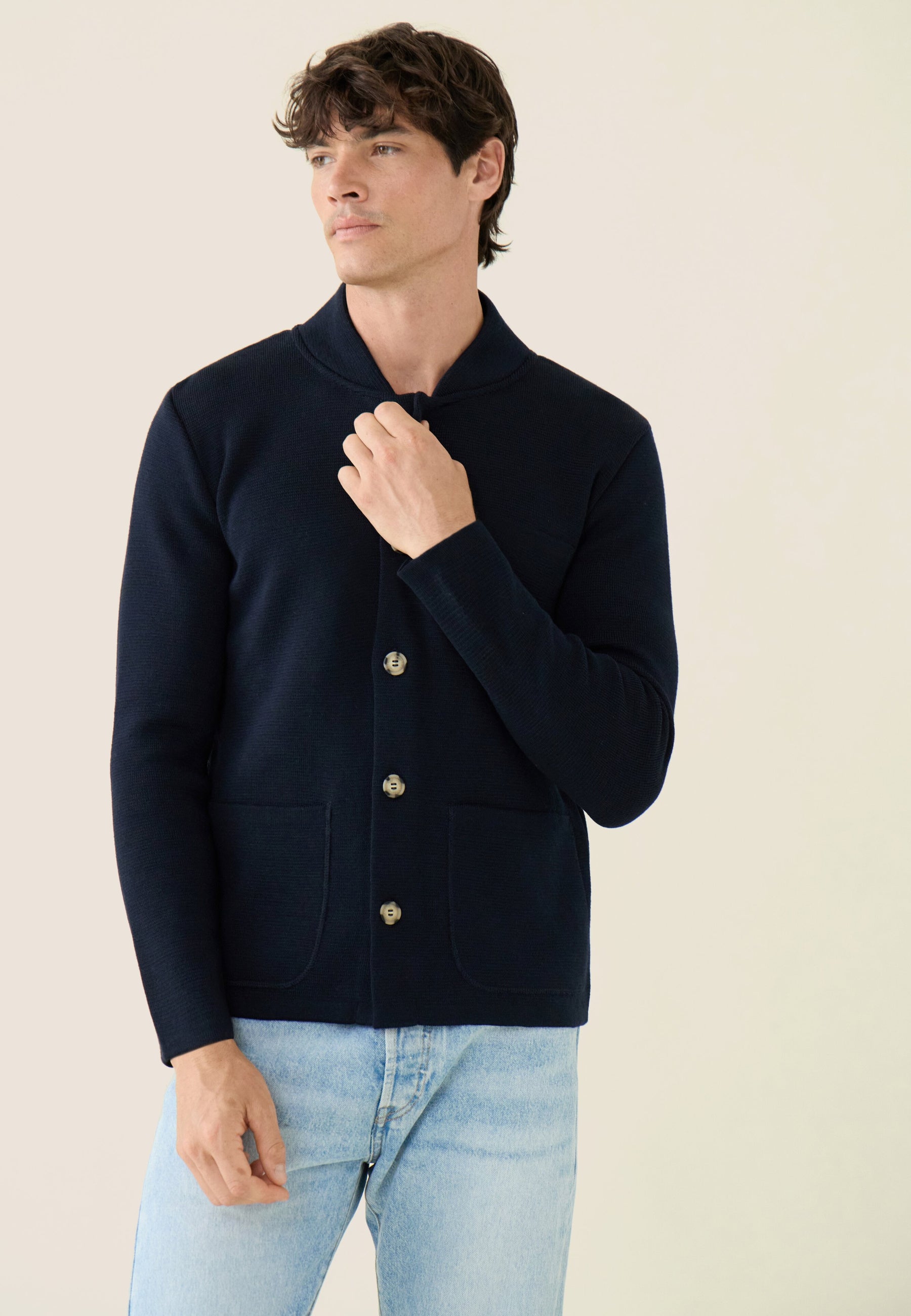 Gilet homme en maille bleu marine - Eloi Marine