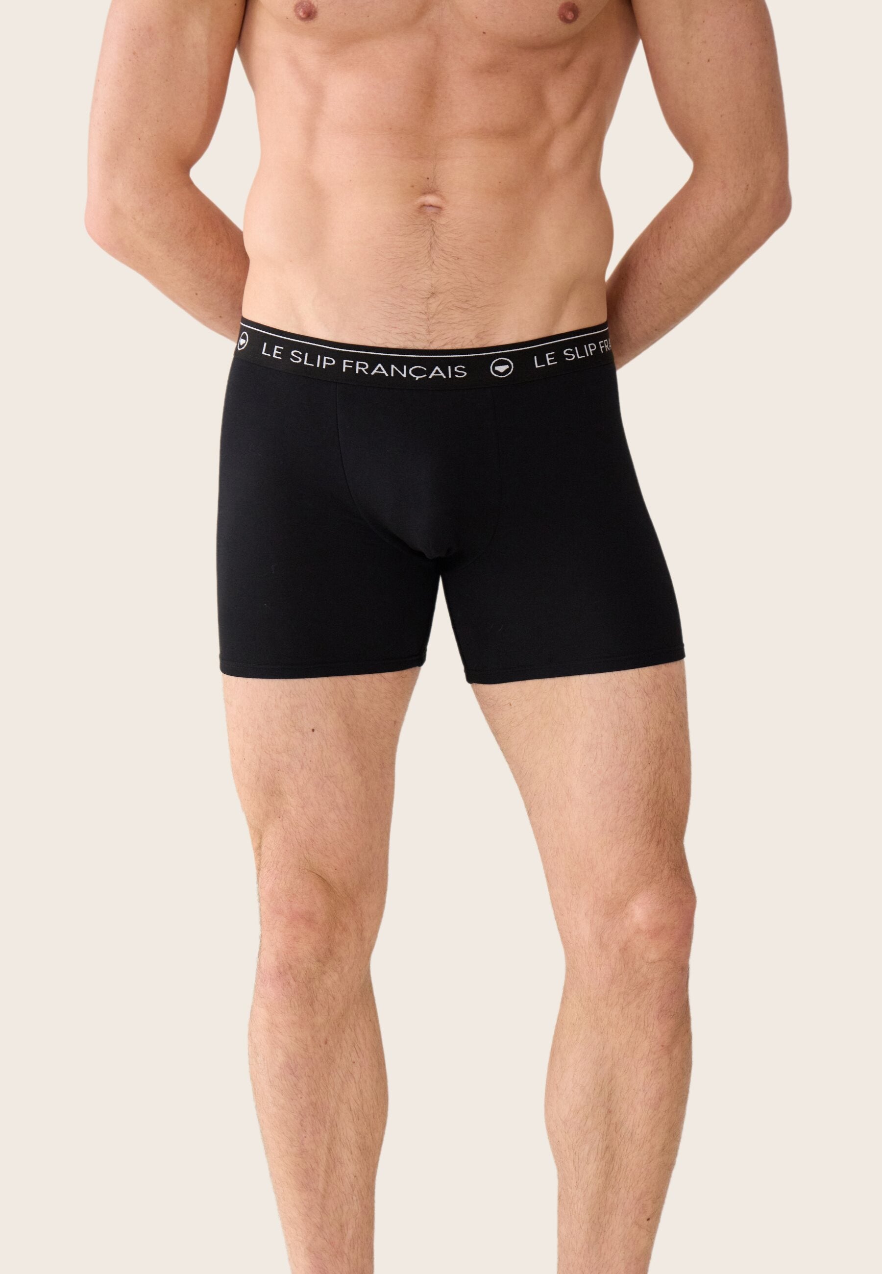 Lot de 3 boxers longs en coton - Boxers Longs Noir