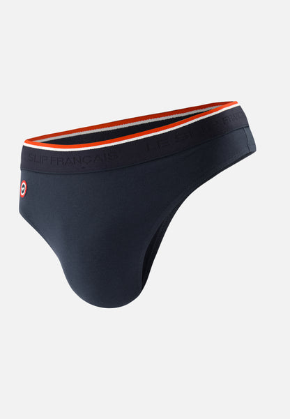Men's navy blue cotton thong - Loic Marine