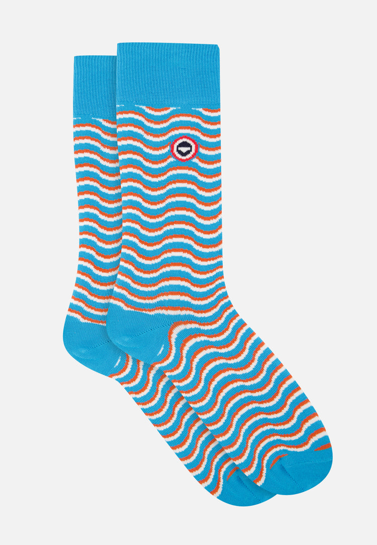 Pack trio Chaussettes Lucas Bleu Fluo Blanc Écume - Le Slip Français - 5