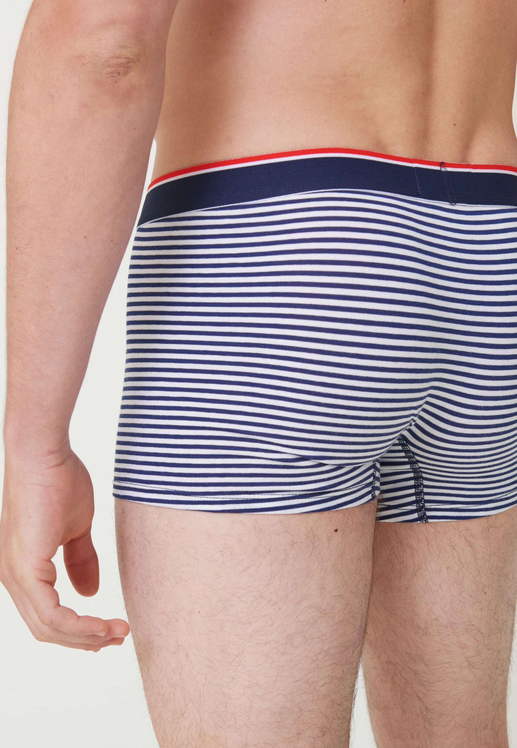 Lot de 3 boxers en coton - Boxers Bleu Marine Marinière Blanc
