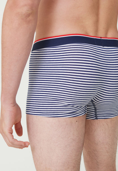 Lot de 3 boxers en coton - Boxers Bleu Marine Marinière Blanc