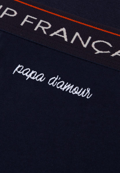 Bas de pyjamas court bleu en coton - Invincible Marine Brodé Papa D'Amour