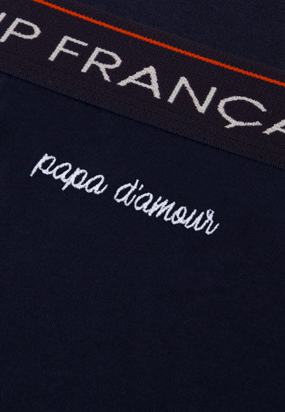 Bas de pyjama court bleu en coton - Invincible Marine Brodé Papa D'Amour