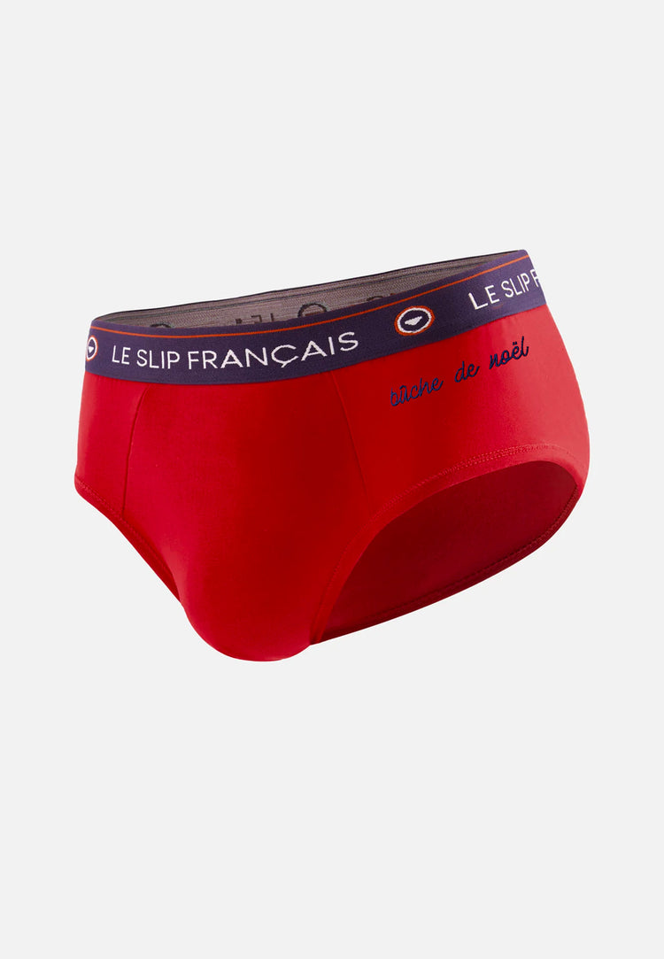 Slip en coton - Intrepide Rouge Cerise Buche De Noel - Le Slip Français - 1