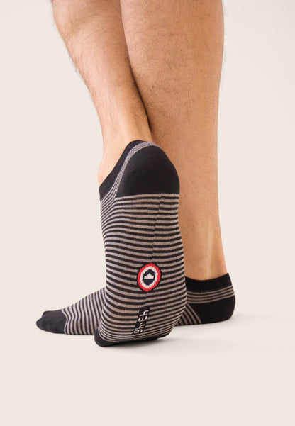 Chaussettes basses marinière noir et gris - Tonnerre Mariniere Noir Gris