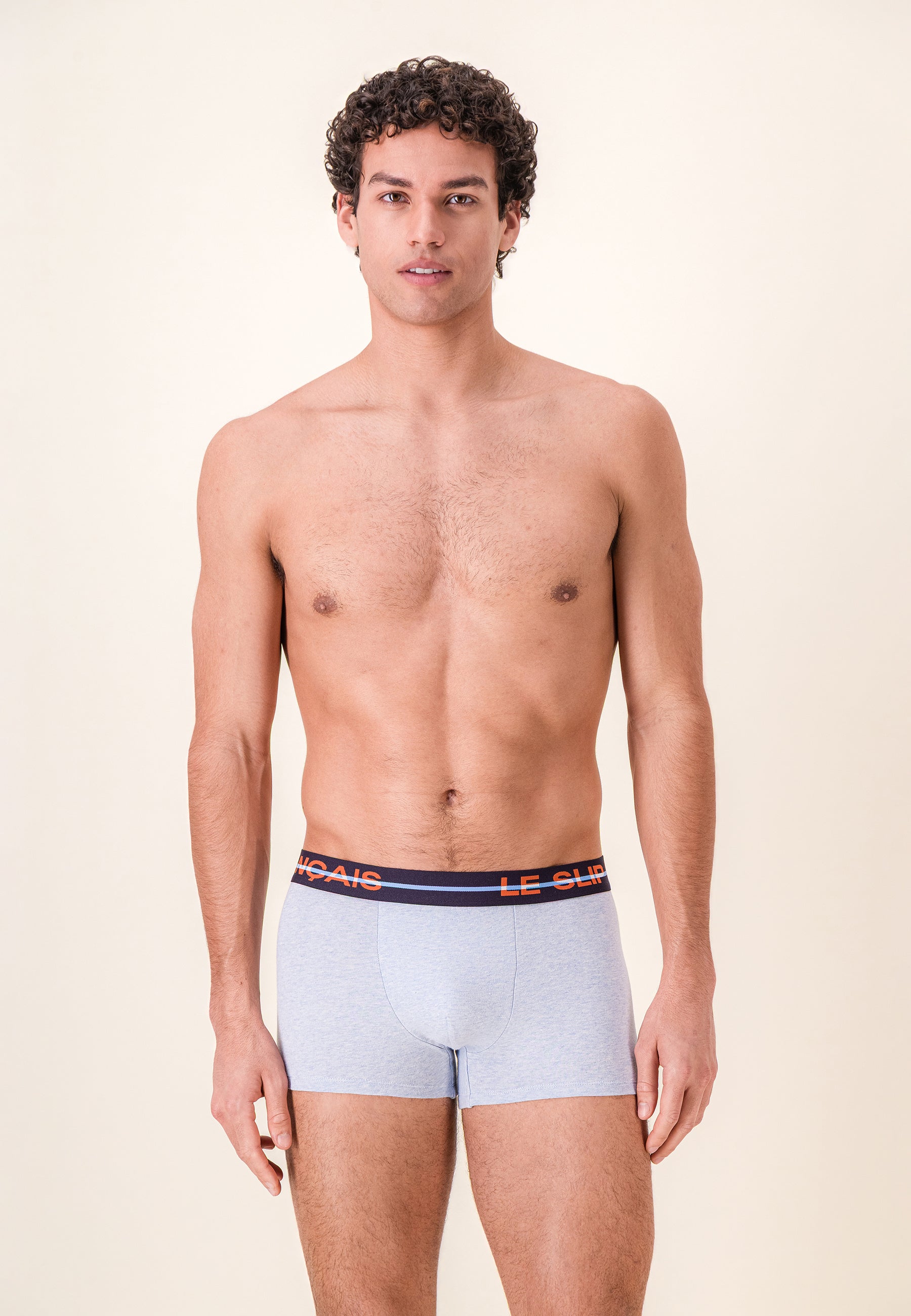 Lot de 7 boxers en coton - Boxers Marine Brique Acier Bleu Ciel Gris Chiné Bleu Jean Indigo