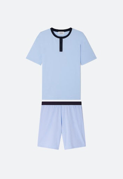 Ensemble de pyjama t-shirt et short en coton - Ensemble Pyjama Yvan Bleu ciel