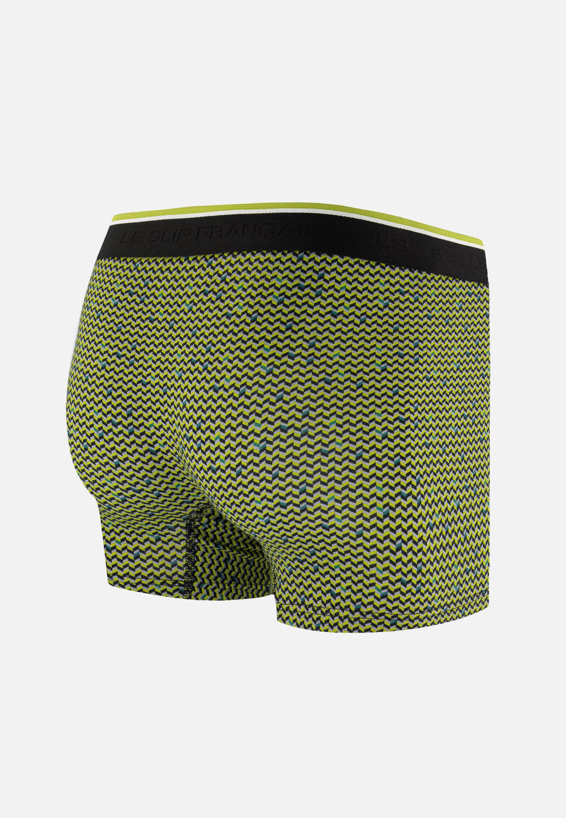 Boxer à motif chevron jaune anis en coton - Marius Chevron Jaune Anis