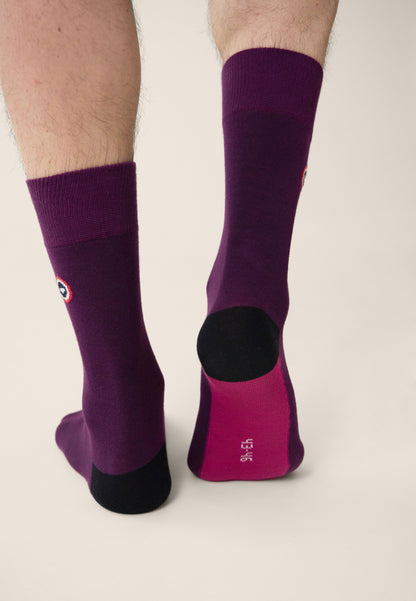 Fancy plum mid-high socks - Lucas Demi Bloc Prune