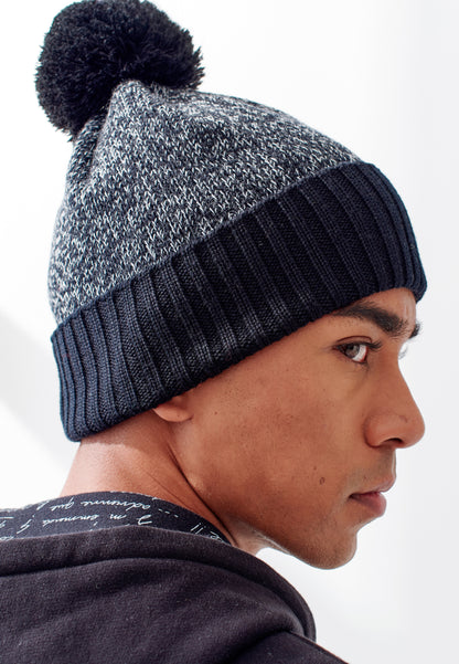 Bonnet en mélange laine - Bonnet Mouline Noir Blanc