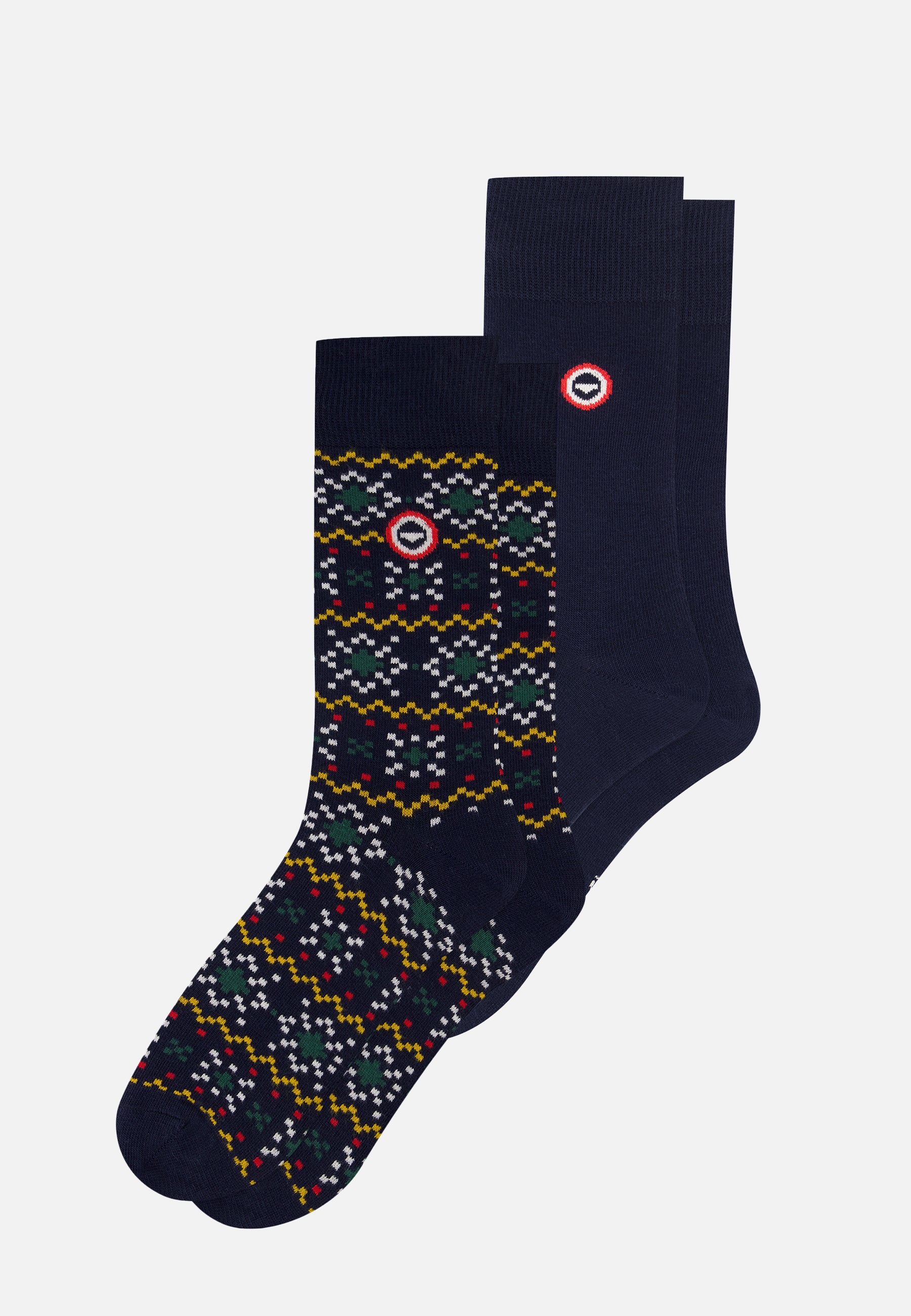 Lot de 2 chaussettes mi-hautes en coton - Chaussettes Flocon Marine