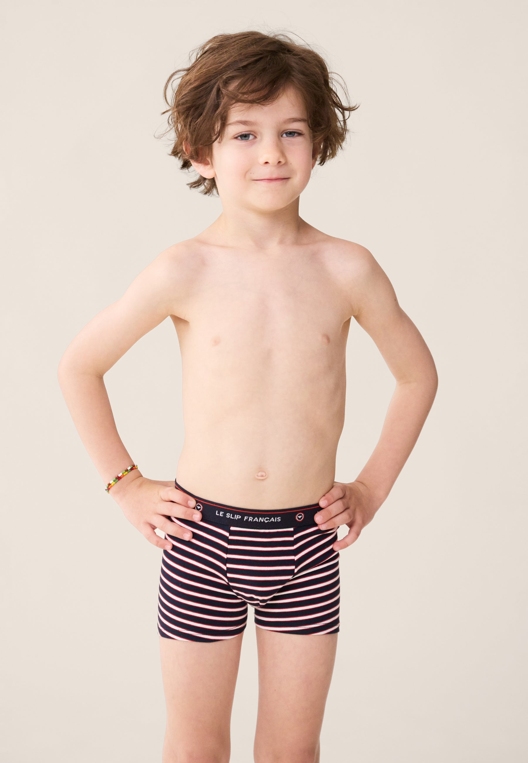 Lot de 7 Boxers Enfant en coton - Boxers  Rayure Tricolore Rouge Blanc Marine Bleu Jean Marinière Tournesol