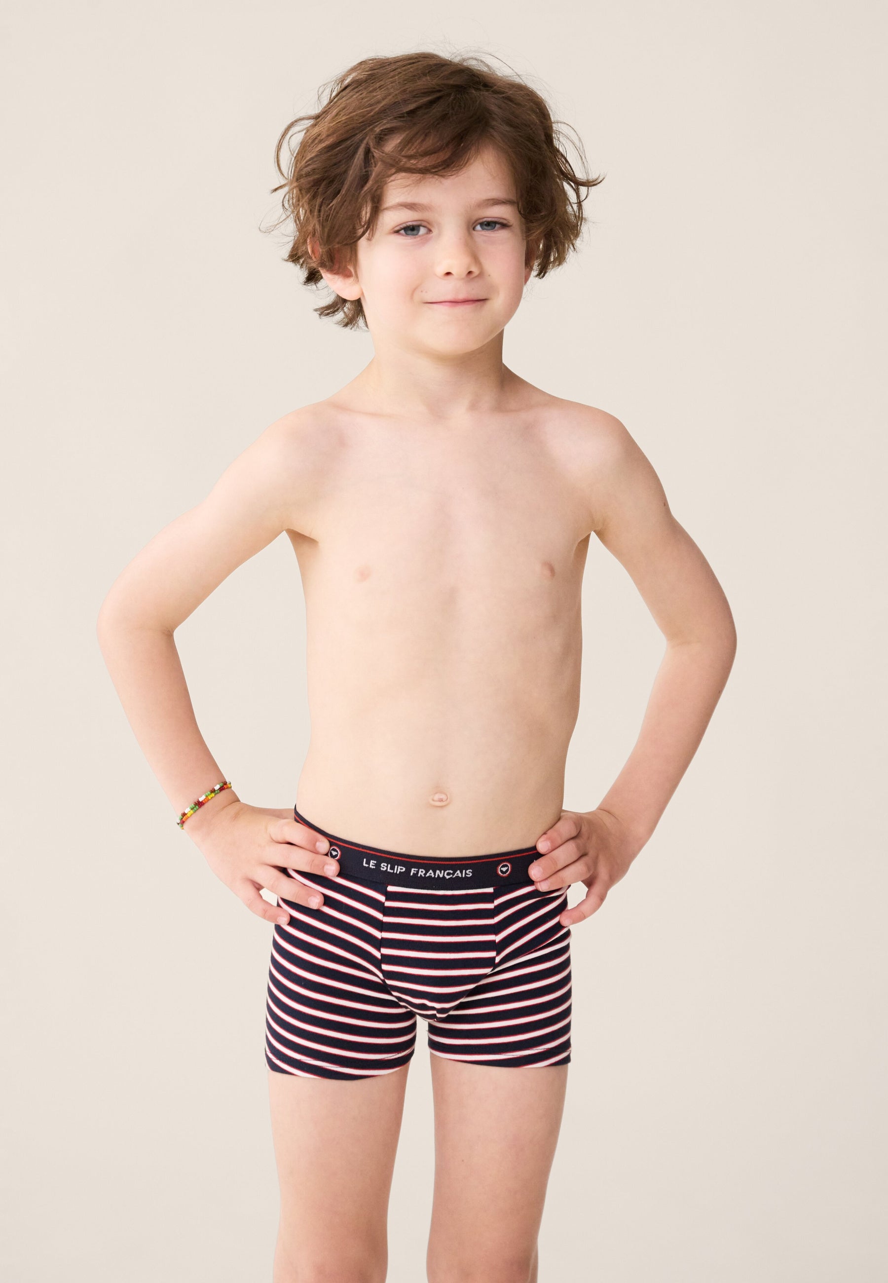 Lot de 7 boxers enfant en coton - Boxers  Rayure Tricolore Rouge Blanc Marine Bleu Jean Marinière Tournesol
