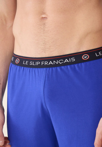 Men's long blue cotton pajama bottoms - Indomitable Dazzling Blue