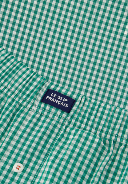 Caleçon à carreaux vert en coton - Jacques Carreaux Vichy Mint Green
