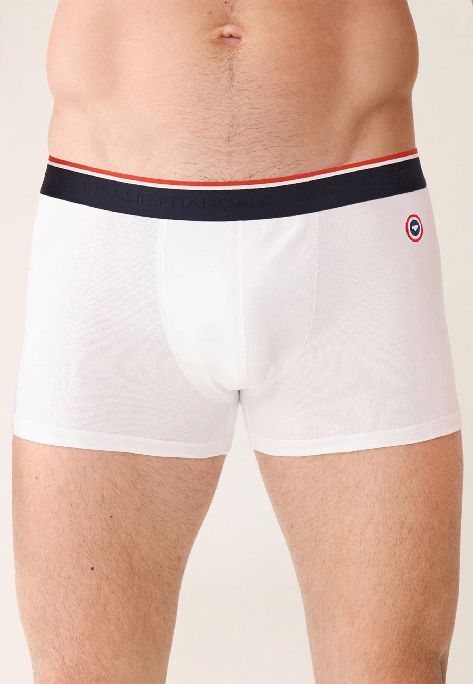 Boxer blanc en coton avec cocarde - Marius Blanc