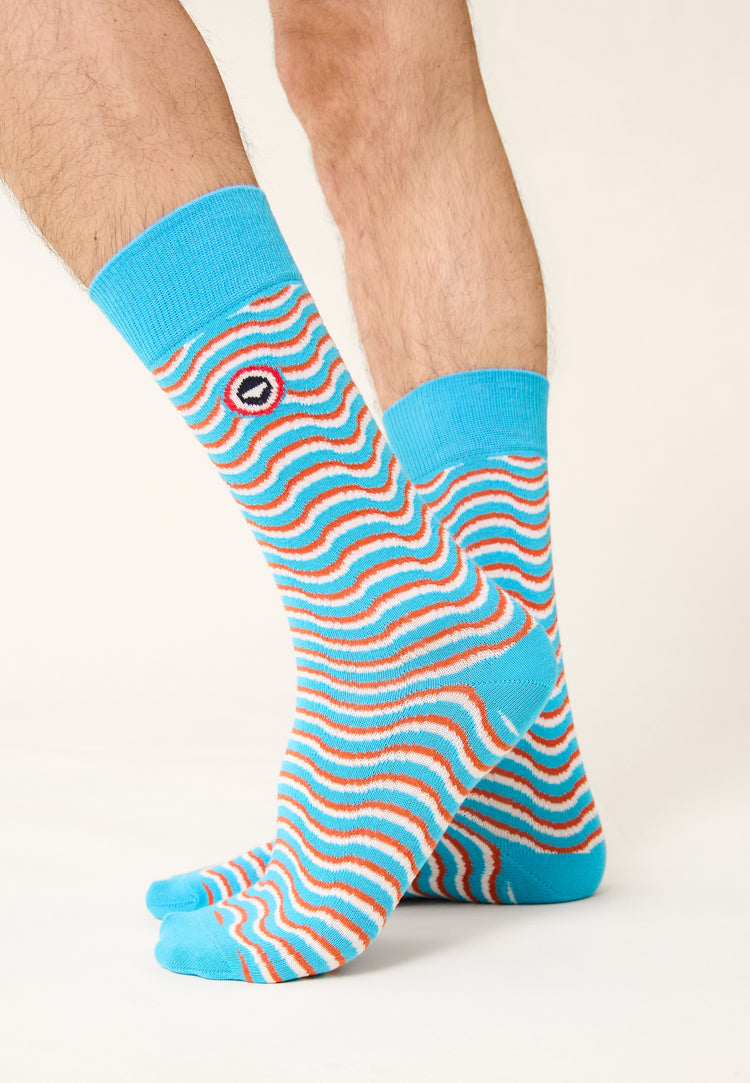Pack trio Chaussettes Lucas Bleu Fluo Blanc Écume - Le Slip Français - 4