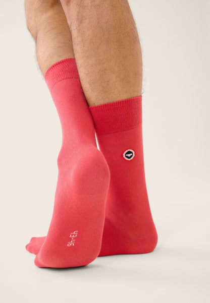 Chaussettes mi-hautes unies rose - Robuste Rose Cerise
