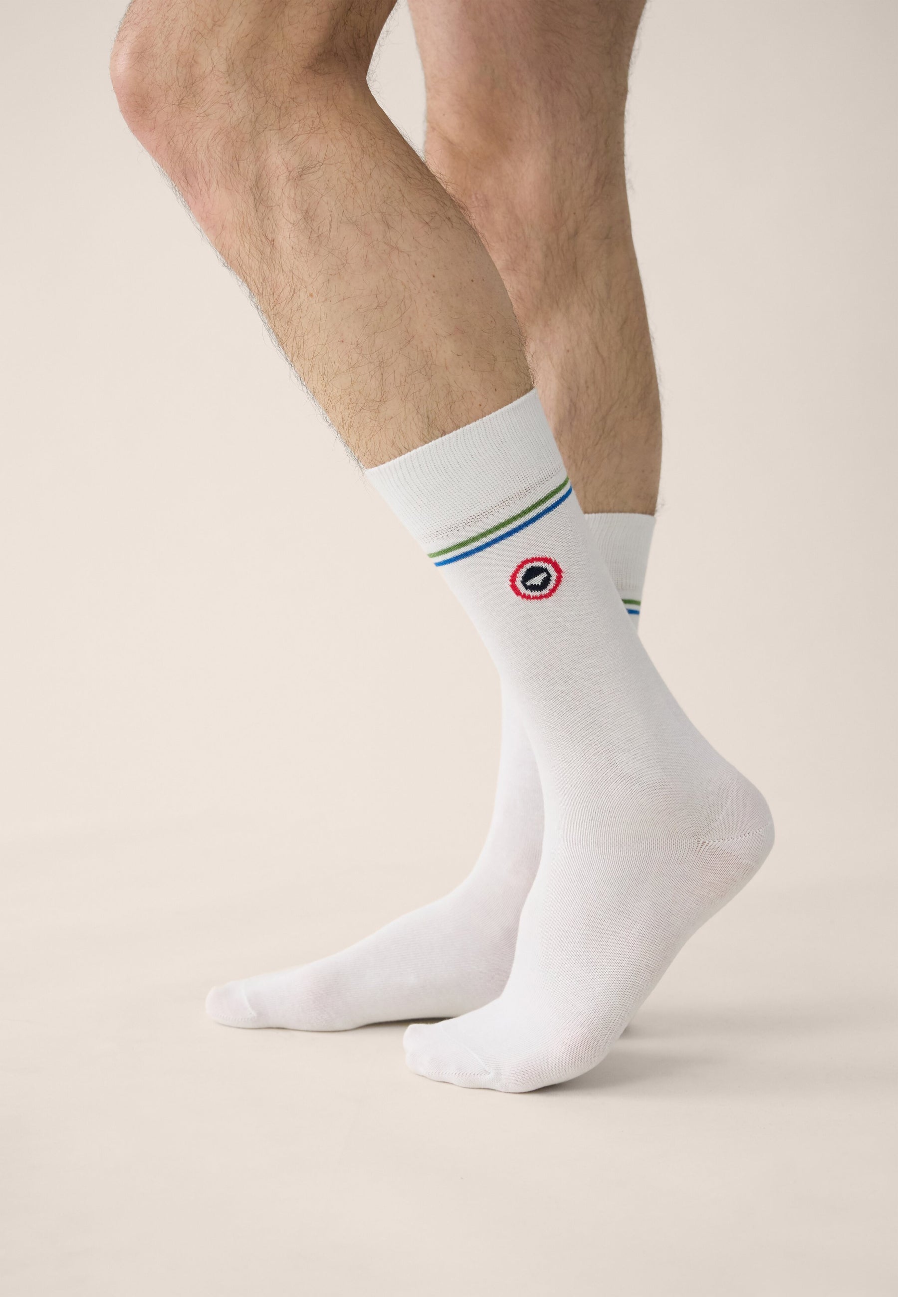 Chaussettes mi-hautes blanches fantaisie - Lucas Blanc