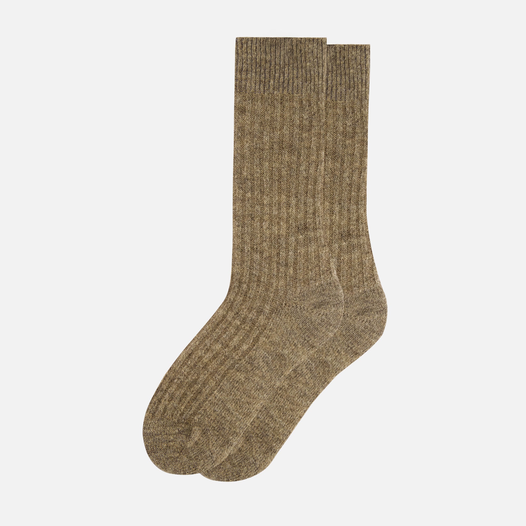 Chaussettes mi-hautes camel avec mohair - Andy Camel - broderie