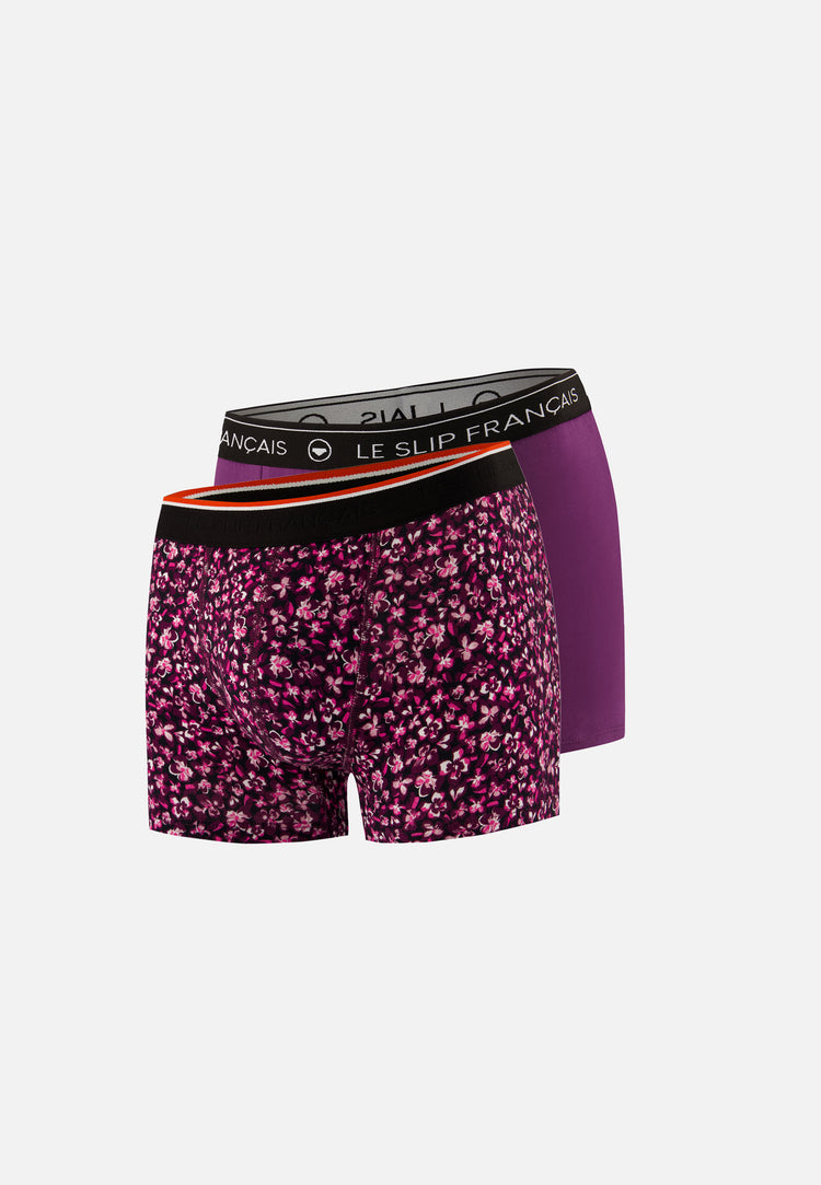 Lot de 2 boxers en coton - Boxers Prune Hibiscus Prune - Le Slip Français - 1